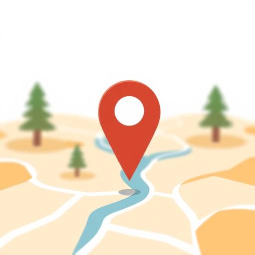 Stylized abstract pattern representing a map marker, hinting at a location without revealing specific details.